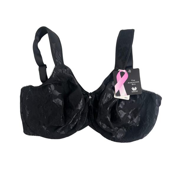 $68 Wacoal Bra 32G 85567 Awareness Full Figure Seamless Bra Black Komen BCA 🎀 - Picture 1 of 3